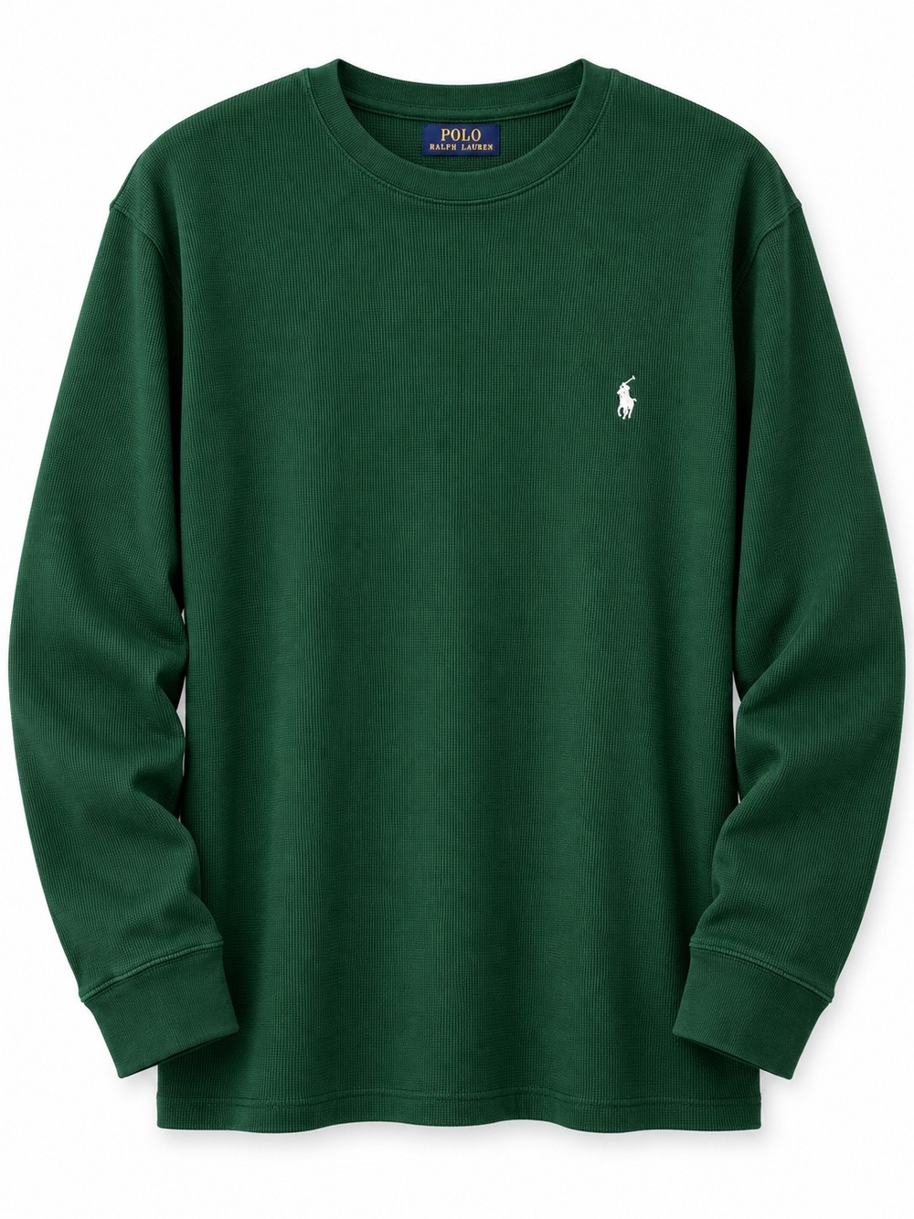 Polo Ralph Lauren Men’s XL Green Waffle Knit Sleepwear Shirt Long Sleeve Pony